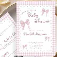 Invitación de baby shower de doble cara de gingham