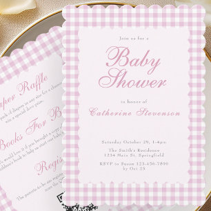 Invitación de Baby Shower de Doble Cara Rosa