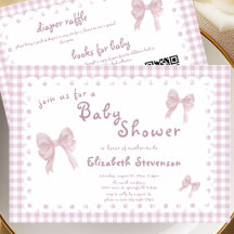 Invitación de Baby Shower de Doble Cara Rosa a Cua