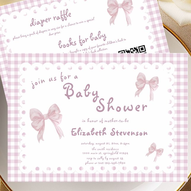 Invitación de Baby Shower de Doble Cara Rosa a Cua (Subido por el creador)