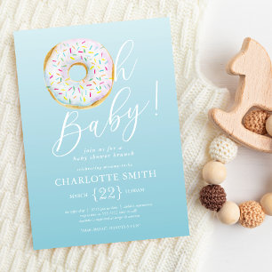 Invitación de Baby Shower de Donut Azul Adorable