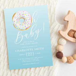 Invitación de Baby Shower de Donut Azul Adorable
