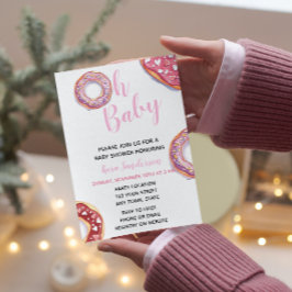 Invitación de Baby Shower de donut rosado