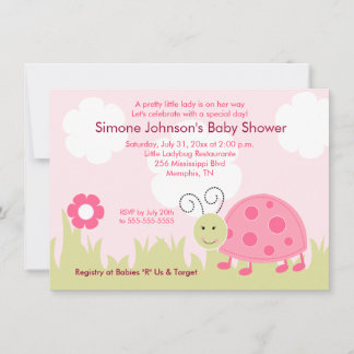 Invitación de Baby Shower de Dottie Ladybug Chica