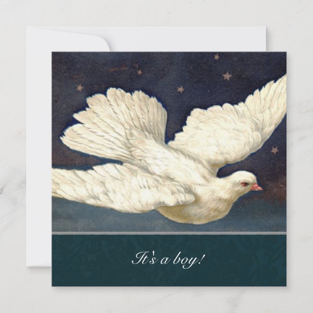 Invitación de Baby Shower de Dove azul de época (Anverso)