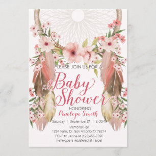 Invitación de Baby Shower de Dreamcatcher Floral R