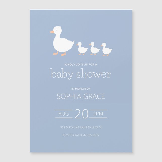 Invitación de Baby Shower de duckling (Anverso)