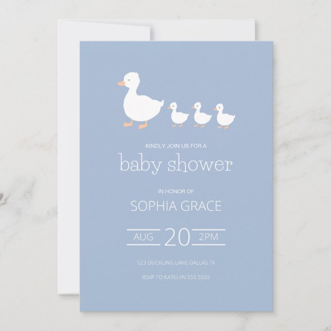 Invitación de Baby Shower de duckling (Anverso)