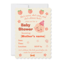 Invitación de Baby Shower de Dulce Melocotón para