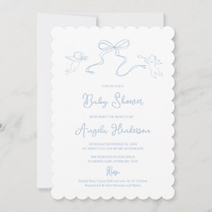 Invitación de Baby Shower de Dusty Blue Hand
