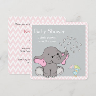 Invitación de Baby Shower de Elefante Bebé Adorabl