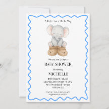 Invitación de baby shower de elefante bebé lindo a