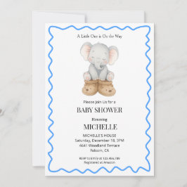 Invitación de baby shower de elefante bebé lindo a