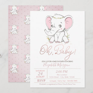 Invitación de Baby Shower de Elefante Bebé Puntos