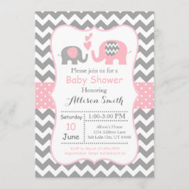 Invitación de Baby Shower de Elefante, Chevron