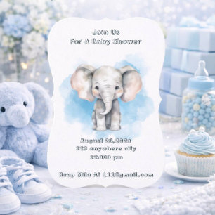 invitación de baby shower de elefante con acuarela