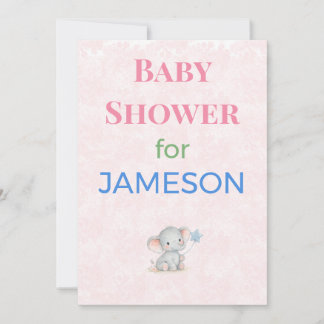 Invitación de Baby Shower de Elefante con Nombre P