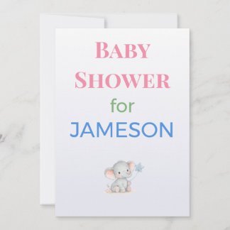 Invitación de Baby Shower de Elefante con Nombre P