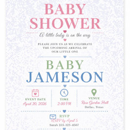 Invitación de Baby Shower de Elefante con Nombre P