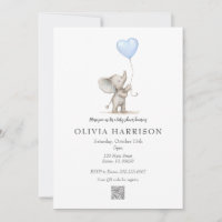 Invitación de Baby Shower de Elefante en Acuarela