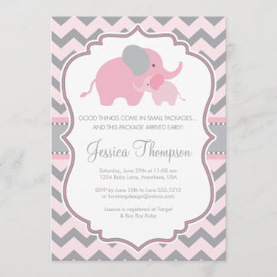 Invitación de Baby Shower de Elefante Pequeño Caca