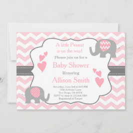 Invitación de Baby Shower de Elefante Rosa y Gris