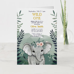 Invitación de Baby Shower de Elefante Safari Wild