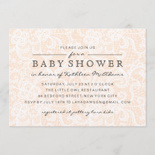 Invitación de baby shower de encaje de melocotón v