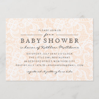 Invitación de baby shower de encaje de melocotón v