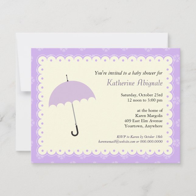 Invitación de Baby Shower de encaje de vieira (Anverso)