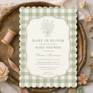 Invitación de Baby Shower de encaje verde menta pa