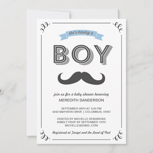 Invitación de Baby Shower de época (Anverso)