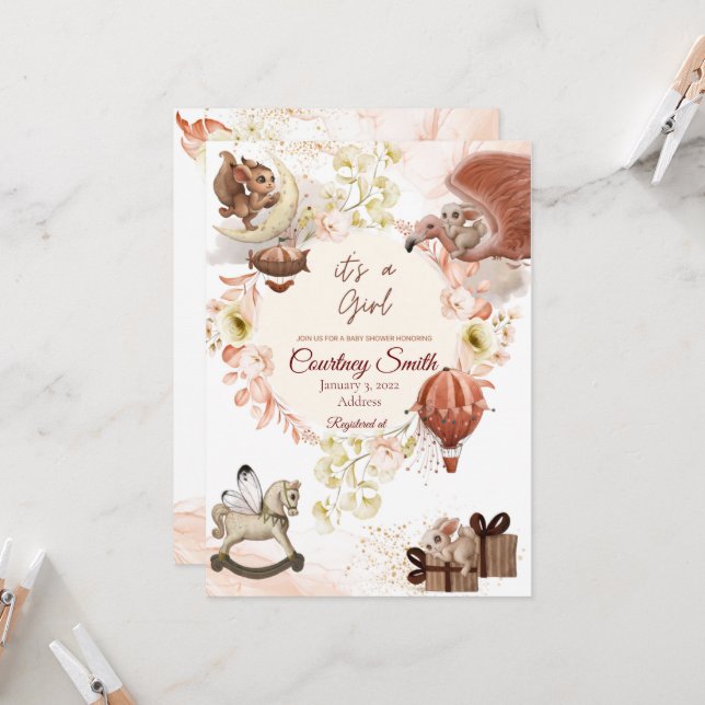 Invitación de Baby Shower de época (Anverso/Reverso In Situ)