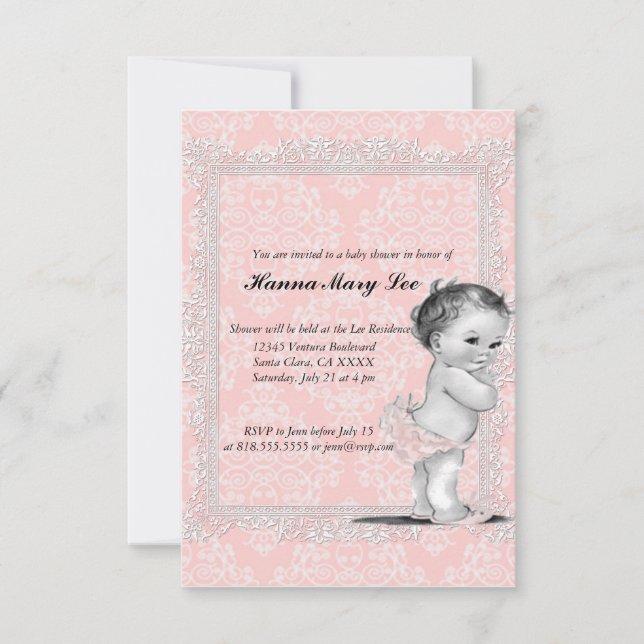 Invitación de Baby Shower de época (Anverso)