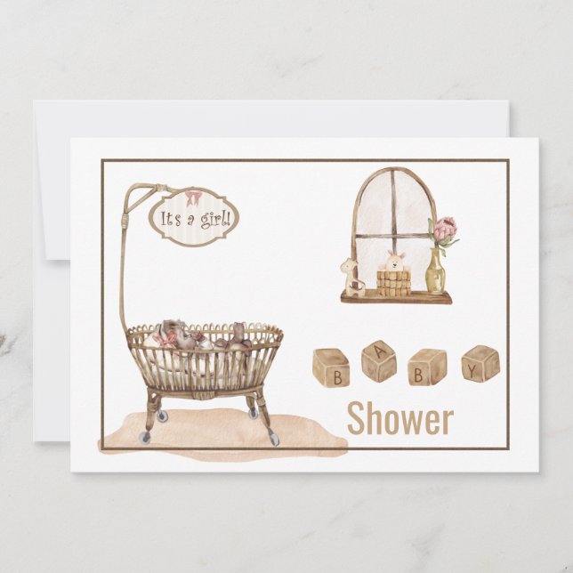 Invitación de Baby Shower de época (Anverso)