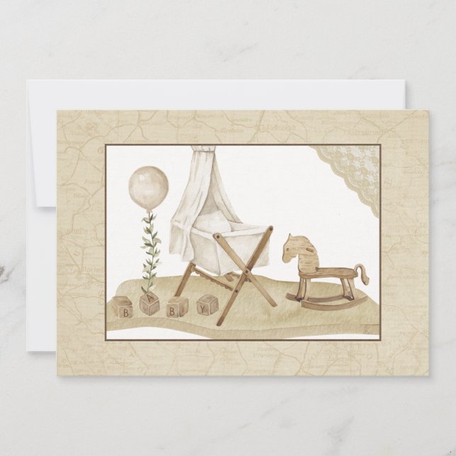 Invitación de Baby Shower de época (Anverso)