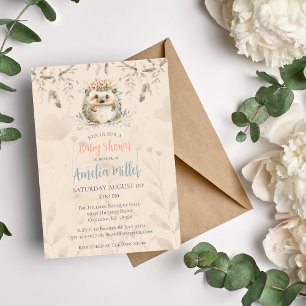 Invitación de Baby Shower de Erizo de Flor Silvest