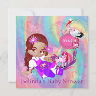 Invitación de Baby Shower de Espirales de Arcoíris