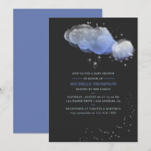 Invitación de baby shower de estrellas de acuarela