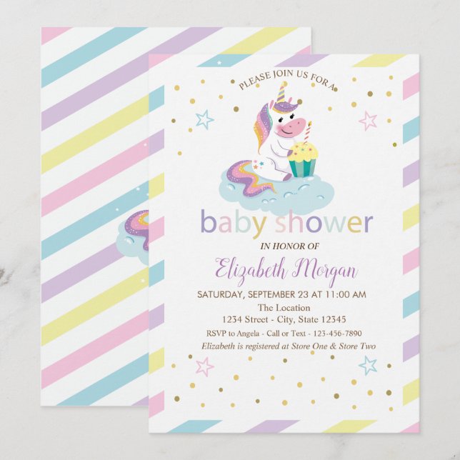 Invitación de Baby Shower de Estrellas Geniales Un (Anverso / Reverso)