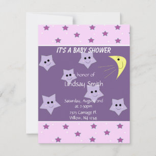 Invitación de Baby Shower de Estrellas y Luna