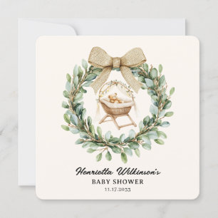 Invitación de baby shower de eucalipto acuarela