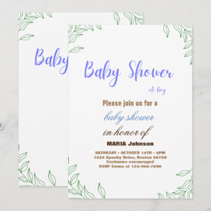 Invitación de Baby Shower de Eucalipto Oh Boy