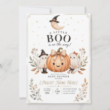 Invitación de baby shower de fantasma y calabaza d