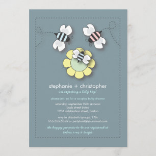 Invitación de Baby Shower de Feliz Familia Abeja