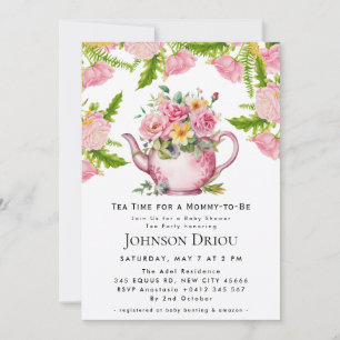 Invitación de Baby Shower de Fiesta de Té Floral