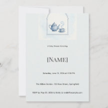 Invitación de Baby Shower de Fiesta del Té Azul, E