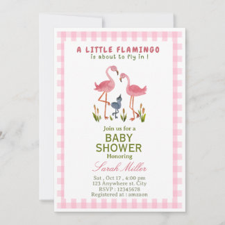 invitación de baby shower de flamenco