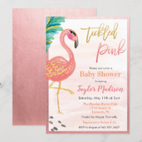 Invitación de baby shower de flamenco acuarela