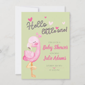 Invitación de Baby Shower de flamenco para Chica
